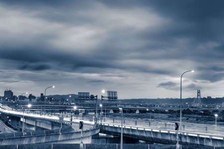 It is a beautiful cityscape of busy interchange.の写真素材