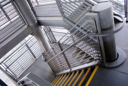 It is a modern gray stair outside of buildings.の写真素材