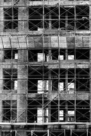 Building under construction in black and white tone.の写真素材