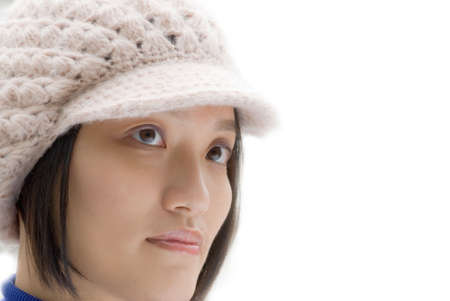 Asian beauty portrait with white had isolated.の写真素材