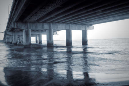 Buildings architecture of bridge over the sea.の写真素材