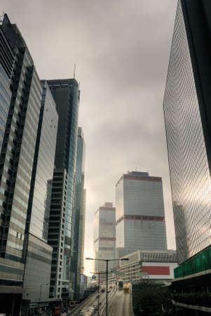 Skyline of modern city with skyscrapers in Hong Kong.の写真素材
