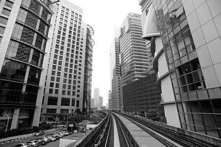 City scenery with railroad and business skyscraper in day in Kuala Lumpur, Malaysia, Asia.の写真素材