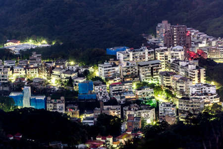 City night scene in Taipei, Taiwan.の写真素材