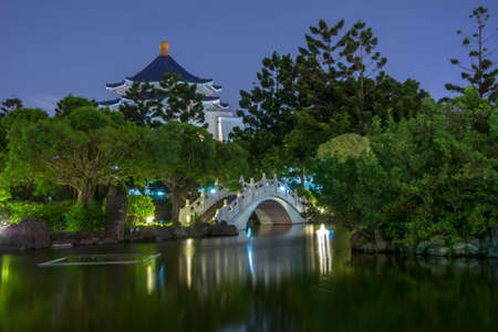 Chiang Kai-shek Memorial Hall  in Taipei, Taiwan, Asia in the night のeditorial素材