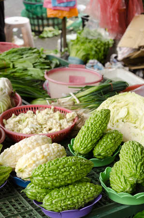 Bitter gourd on the marketplace.の写真素材