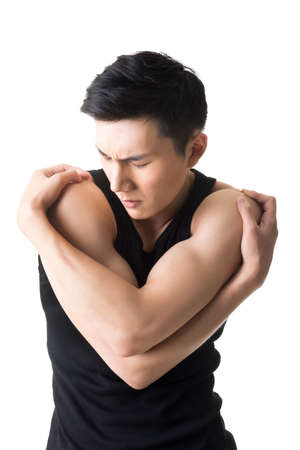 Annoyed young Asian man, closeup portrait.の写真素材