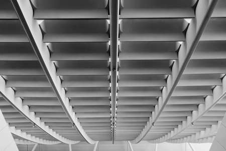 Abstract architecture ceiling of modern building interior in airport, Taiwan, Asia.の写真素材