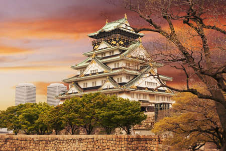 Osaka castle, one of the famous castle in Japan, Asia.のeditorial素材