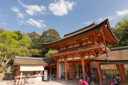 NARA, JAPAN - APRIL 23   Kasuga Taisha in Nara, Japan on April 23, 2014  Nara old shrine and famous for many bronze and stone lanterns that lead to shrine のeditorial素材