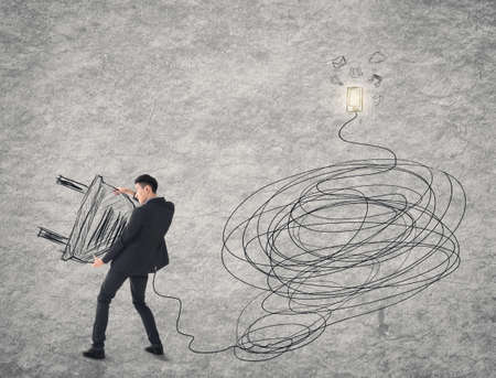 Concept of power waste of connected devices, mobile phone always work, always need power.の写真素材