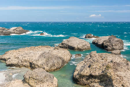 Coastline scenery of coral reefs and waves in Sanxiantai, Chenggong Township, Taitung County, Taiwan, Asia.の写真素材