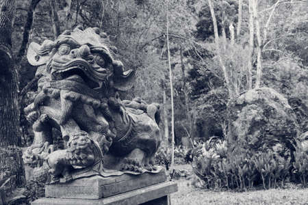 Bronze lion chinese statue stand.の写真素材