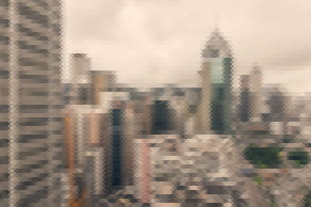 Mosaic city scenery of Hong Kong, concept of urban background.の写真素材