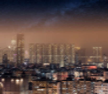 Mosaic city scenery of Hong Kong, concept of urban background.の写真素材