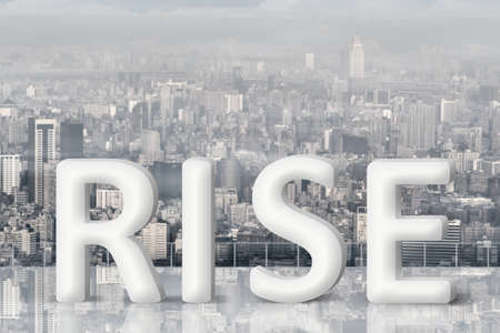 Raise, promote or upgrade concept  with 3d text under sky.の写真素材