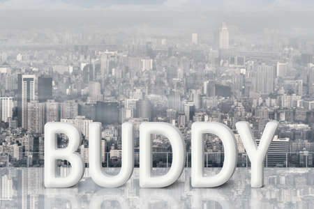 Concept of partner, assist, member etc with 3d text under sky.の写真素材