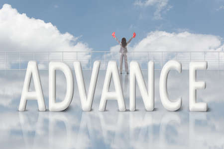 Concept of improve, increase, boost etc. Images with 3d text  and copyspace under sky.