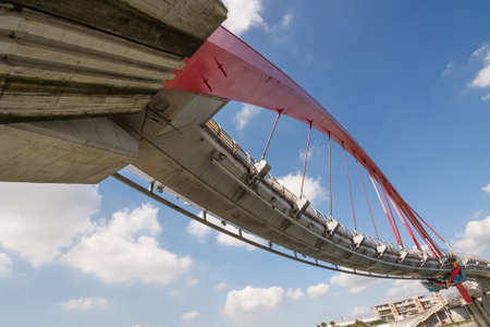 Landmark of Taipei, the famous rainbow bridge at songshan district, in the daytime, Taiwan, Asia.の写真素材