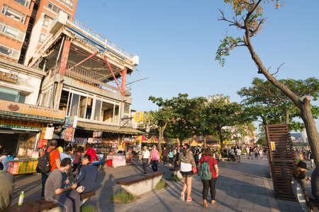 TAIPEI, TAIWAN - November 21th : Many tourists stroll in the side of the trail Tamsui, Taipei, Taiwan on November 21th, 2014.のeditorial素材