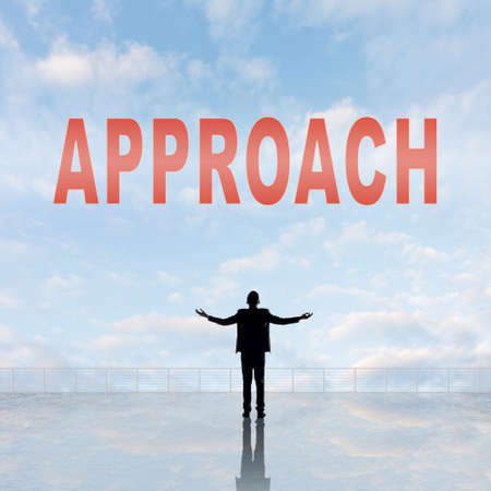 Concept of abstract concept with text on the sky and one man look at it.の写真素材