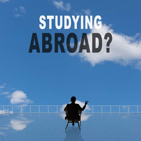 Studying Abroad? Text on the sky.の写真素材