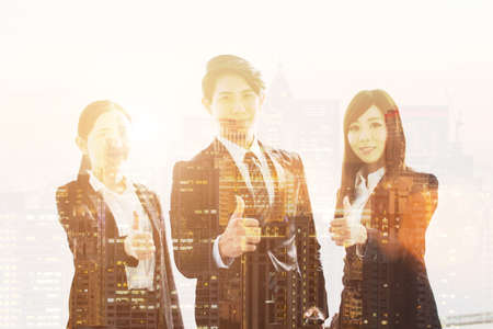 Asian business team in the city.の写真素材