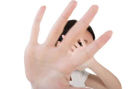 woman protect or hide her face, concept of secret, privacy, etc