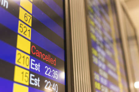 info of flight on billboard in airportの写真素材