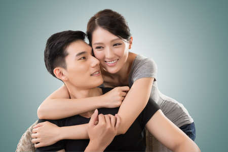 portrait of attractive young Asian coupleの写真素材