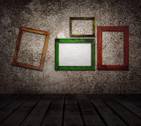 old wooden picture frame on wall