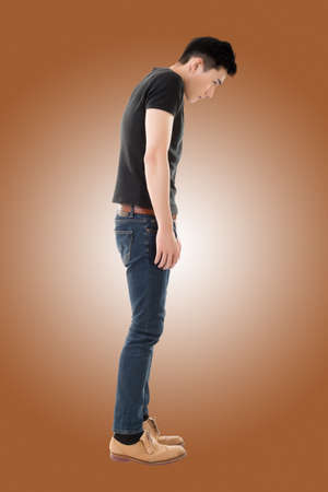 model of asian young man, full length portrait isolatedの写真素材