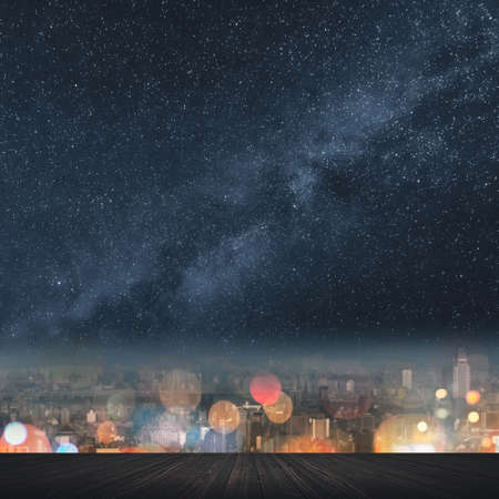 City night with stars heaven and nobody.の写真素材