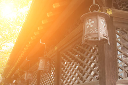 Japanese style lantern at Osaka Tenmangu, Osaka, Japan, Asia.の写真素材