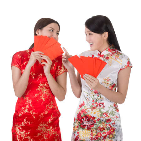 Chinese woman in traditional cheongsam in the new yearの写真素材