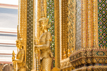 statues at Garuda Wat Phra Kaew, famous temple at Bangkok Thailandの写真素材