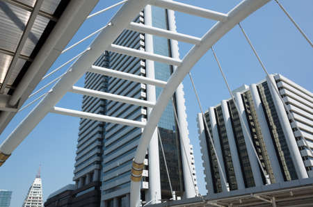 bangkok cityscape with bridge at city center at daytimeの写真素材