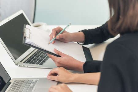 Business meeting concept of people discuss with report and document on tableの写真素材