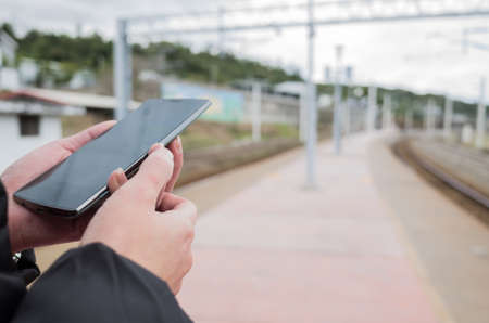 woman using cellphone, closeup imageの写真素材