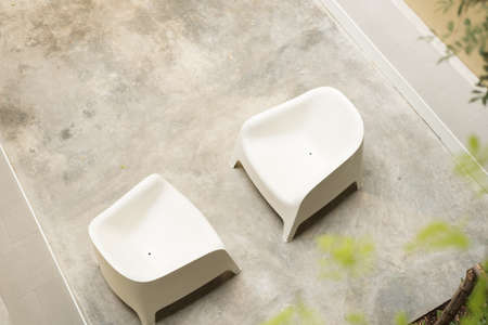 white chair with nobody, top viewの写真素材