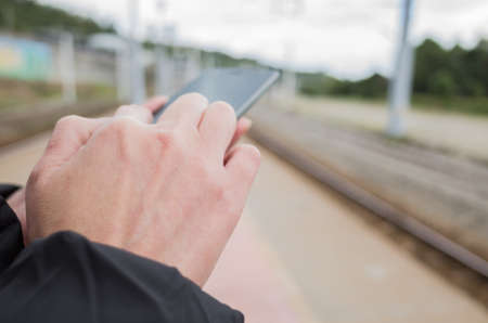 woman using cellphone, closeup imageの写真素材