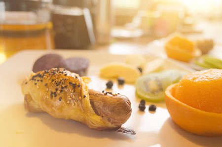 breakfast on table in the morning の写真素材