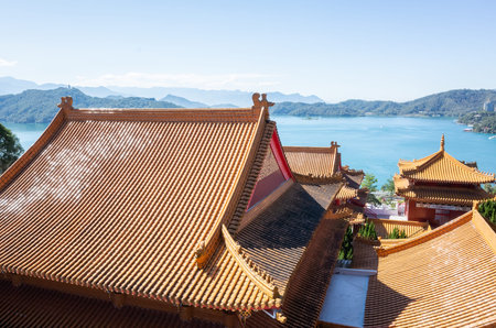 traditional roof at Wenwu temple in Sun Moon Lake, Taiwan