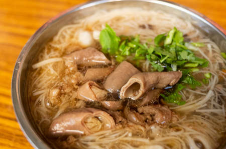 thin noodles with pork intestine, famous and traditional Taiwan snacksの写真素材