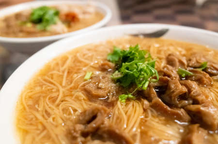 thin noodles with pork intestine, famous and traditional Taiwan snacksの写真素材