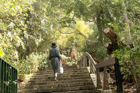 Asian woman traveling and hiking at the outdoor