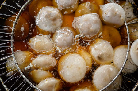 Deep-fry Taiwanese Meatballs, famous and traditional taste snacksの写真素材