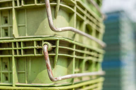 background of basket in stack with nobodyの写真素材