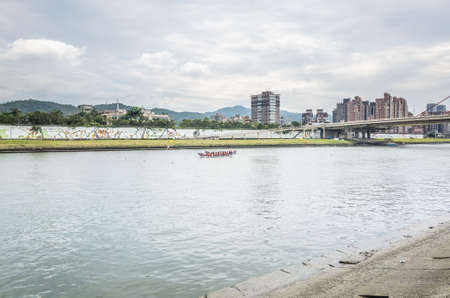 Taipei, Taiwan - Jun 8th, 2019: competitive boat racing in the traditional Dragon Boat Festival in Taipei, Taiwan, Asiaのeditorial素材