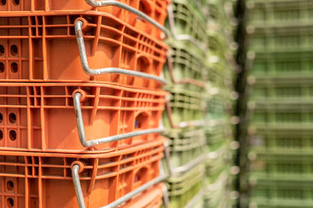 background of basket in stack with nobodyの写真素材